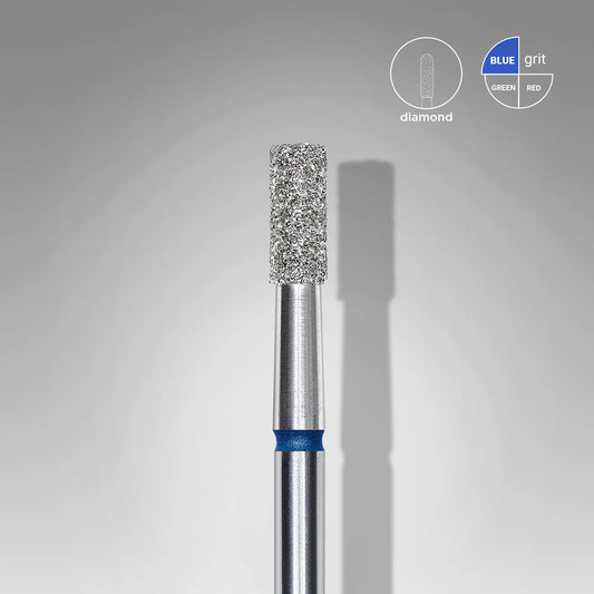 STALEKS Diamond Nail Drill Bit "Cylinder", Blue, Head Diameter 2.5 Mm, Working Part 6 Mm