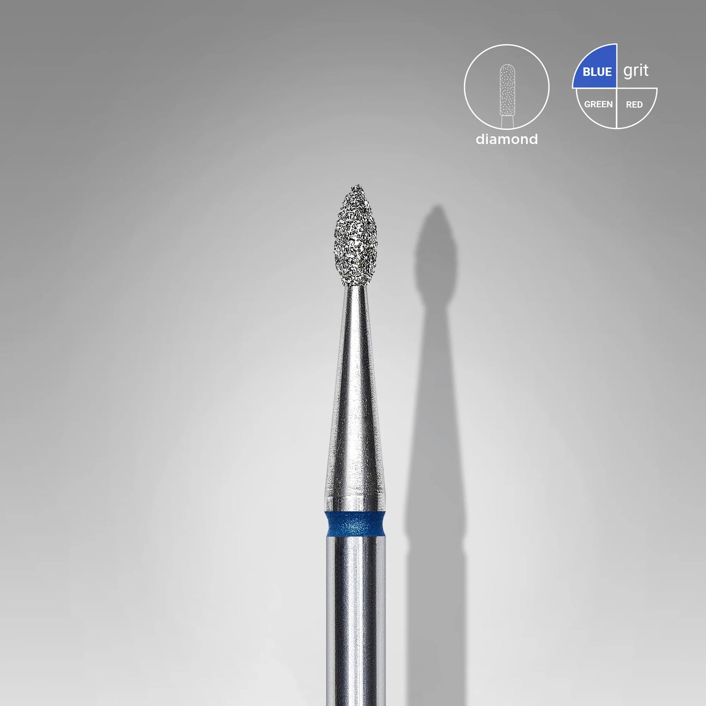 STALEKS Diamond Nail Drill Bit, "Drop", Blue, Head Diameter 1.6 Mm, Working Part 4 Mm