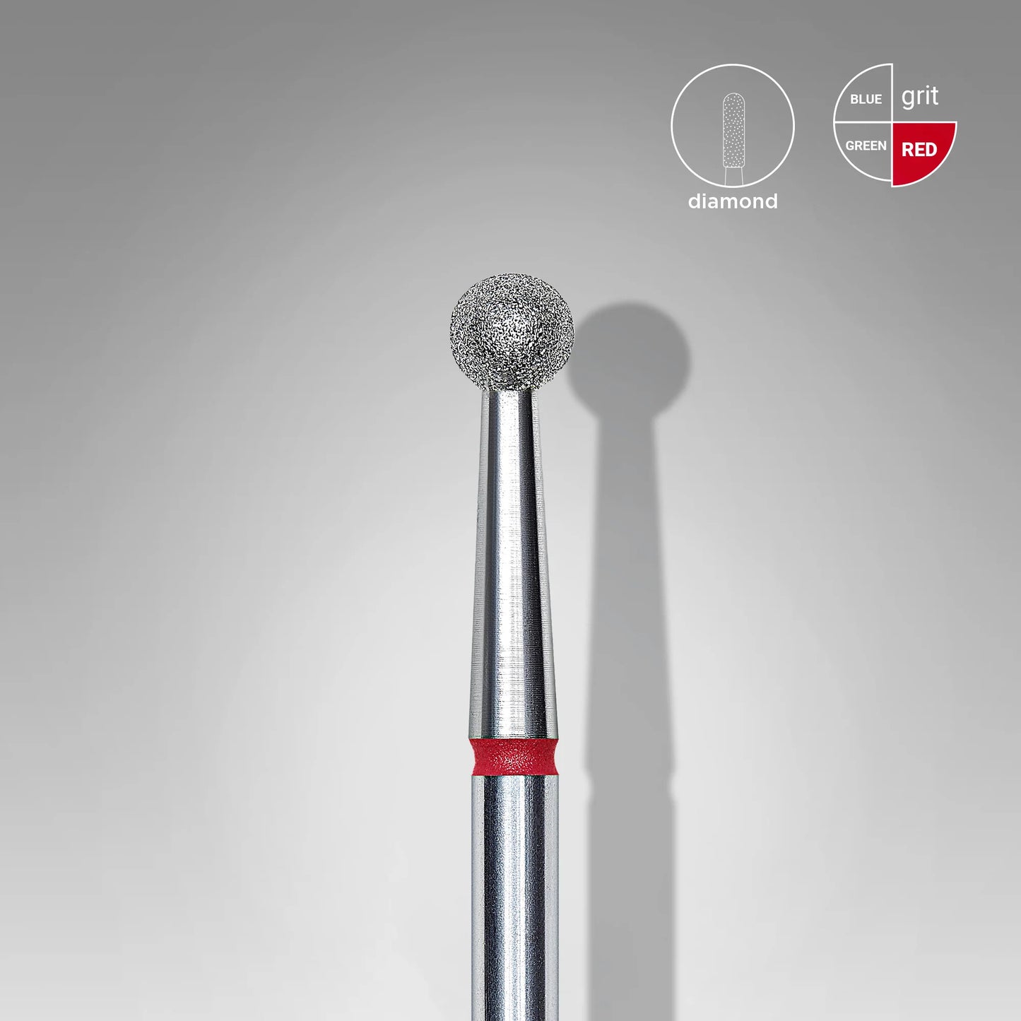 STALEKS Diamond Nail Drill Bit, "Ball", Red, Head Diameter 3.5 Mm
