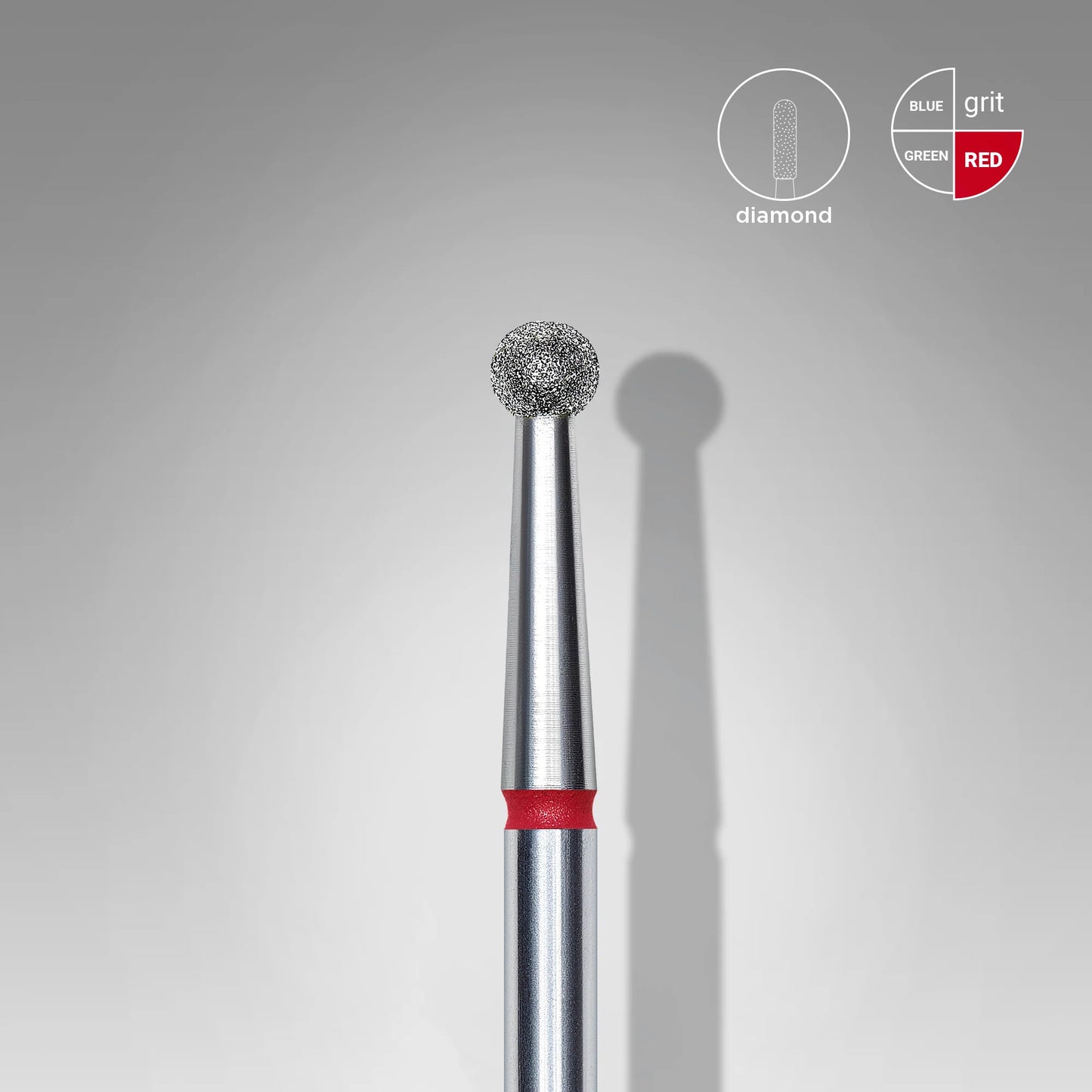 STALEKS Diamond Nail Drill Bit, "Ball", Red, Head Diameter 2.7 Mm