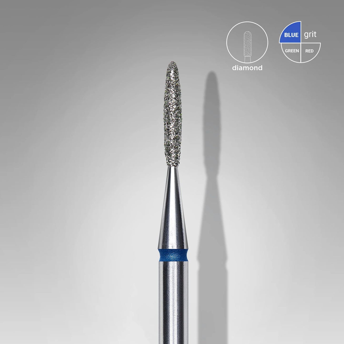 STALEKS Diamond Nail Drill Bit, "Flame", Blue, Head Diameter 1.4 Mm, Working Part 8 Mm