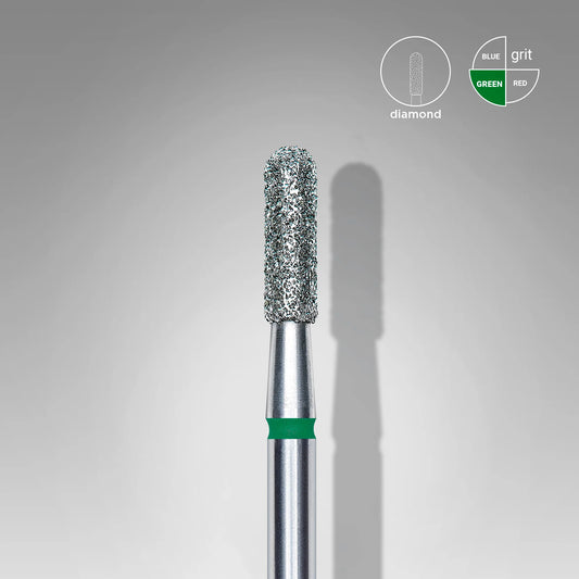 STALEKS Diamond Nail Drill Bit, Rounded "Cylinder", Green, Head Diameter 2.3 Mm, Working Part 8 Mm