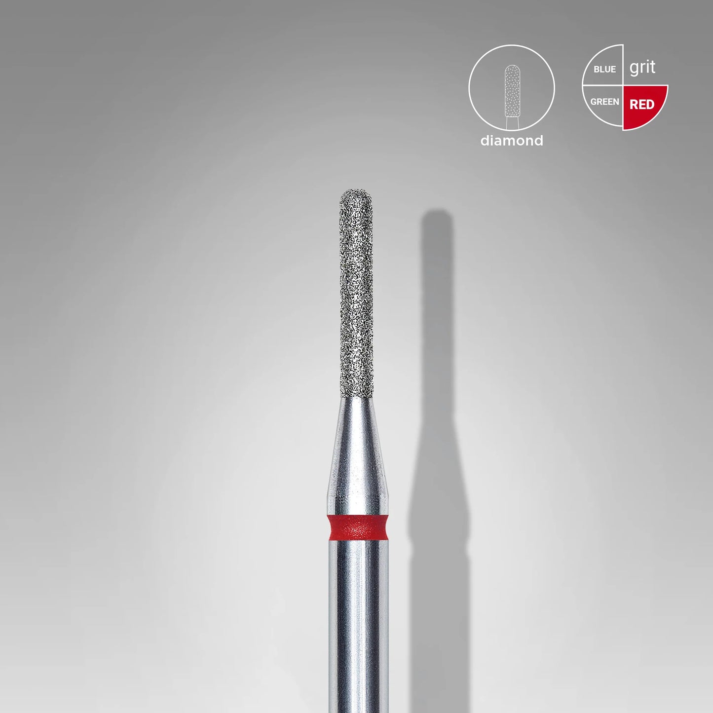 STALEKS Diamond Nail Drill Bit, Rounded "Cylinder", Red, Head Diameter 1.4 Mm, Working Part 8 Mm