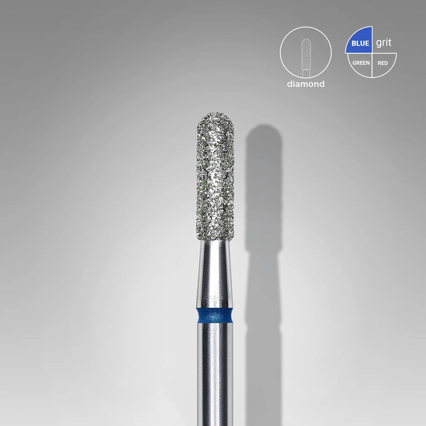 STALEKS Diamond Nail Drill Bit, Rounded "Cylinder", Blue, Head Diameter 2.3 Mm, Working Part 8 Mm