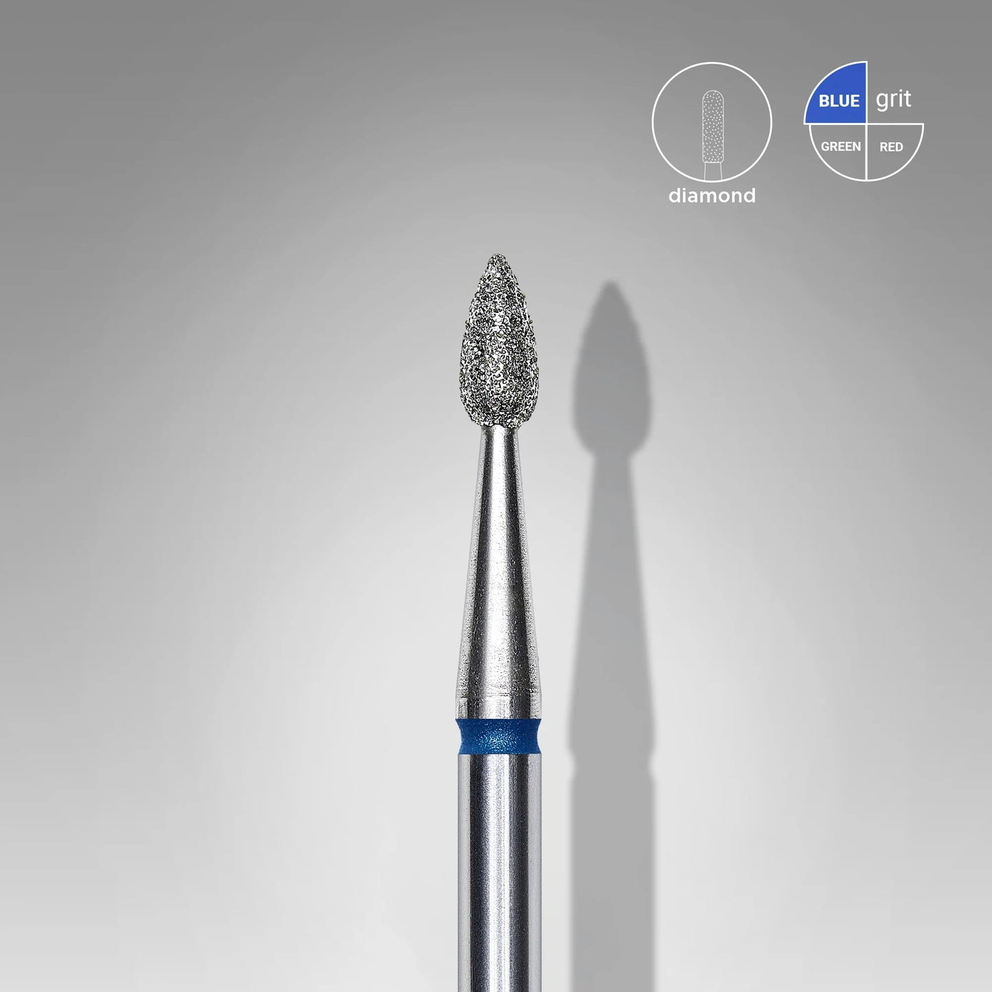 STALEKS Diamond Nail Drill Bit, "Drop", Blue, Head Diameter 2.3 Mm, Working Part 5 Mm