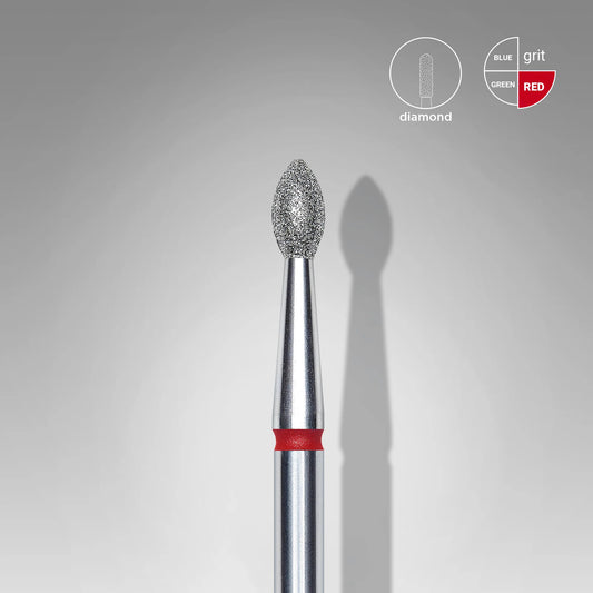 STALEKS Diamond Nail Drill Bit, Pointed "Bud" , Red, Head Diameter 2.5 Mm, Working Part 4.5 Mm