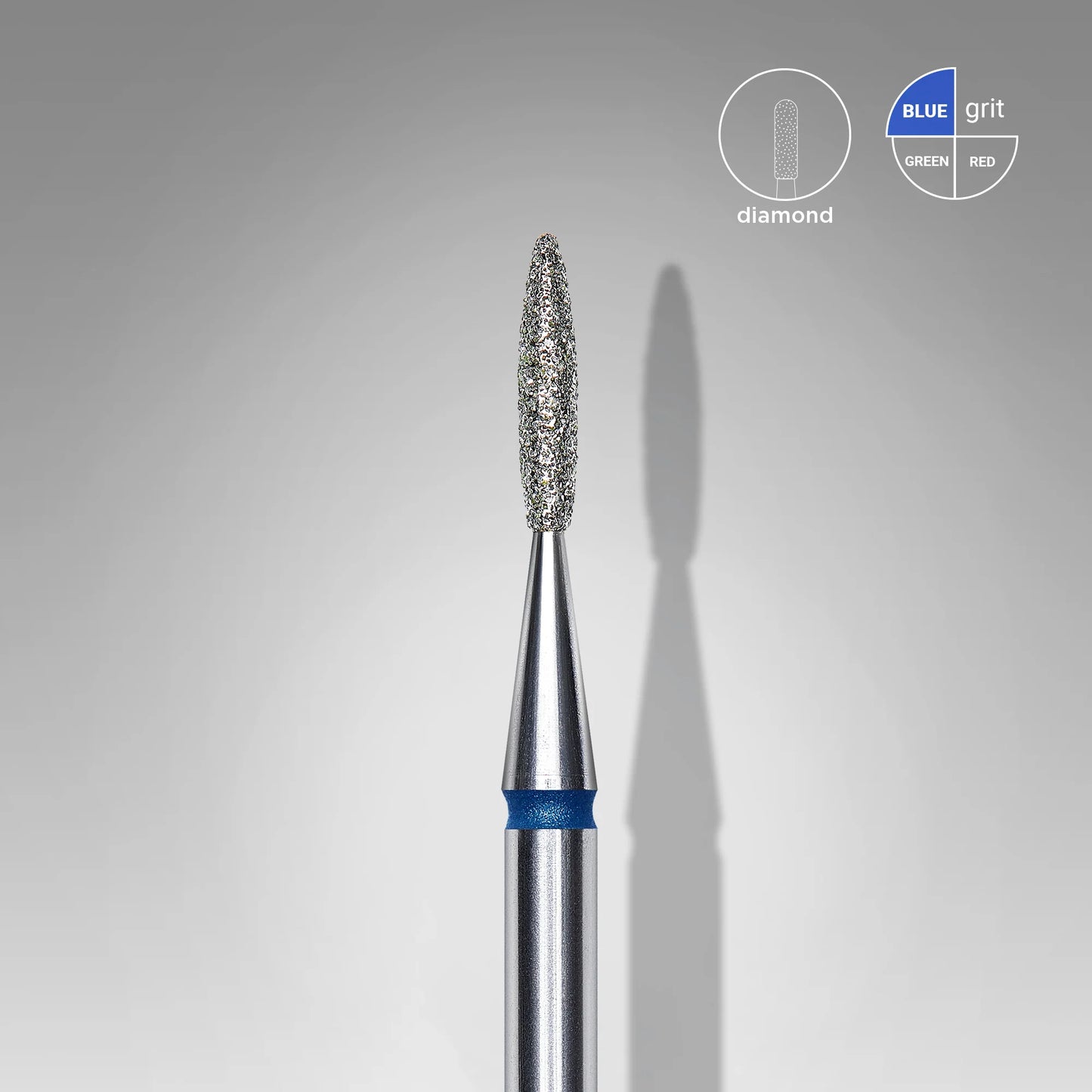 STALEKS Diamond Nail Drill Bit, "Flame", Blue, Head Diameter 1.6 Mm, Working Part 8 Mm