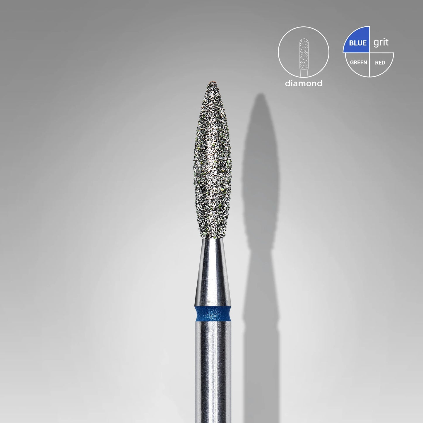 STALEKS Diamond Nail Drill Bit, "Flame", Blue, Head Diameter 2.3 Mm, Working Part 10 Mm