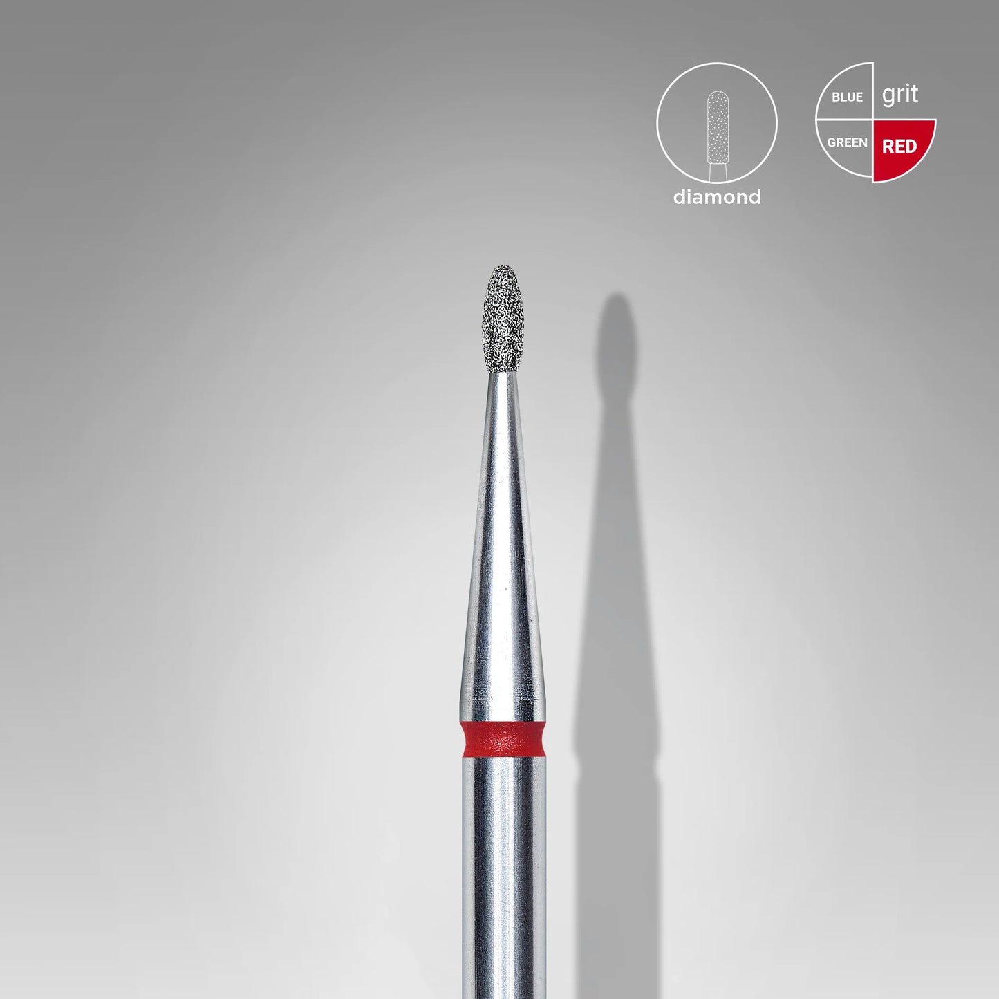 STALEKS Diamond Nail Drill Bit, Rounded "Bud" , Red, Head Diameter 1.2 Mm, Working Part 3 Mm
