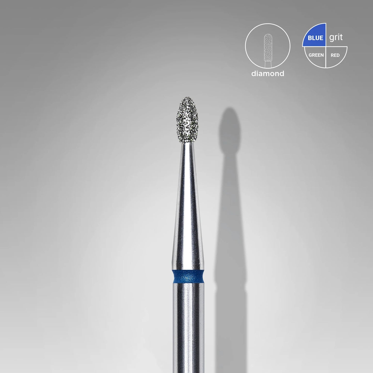 STALEKS Diamond Nail Drill Bit, Rounded "Bud" , Blue, Head Diameter 1.6 Mm, Working Part 3.4 Mm