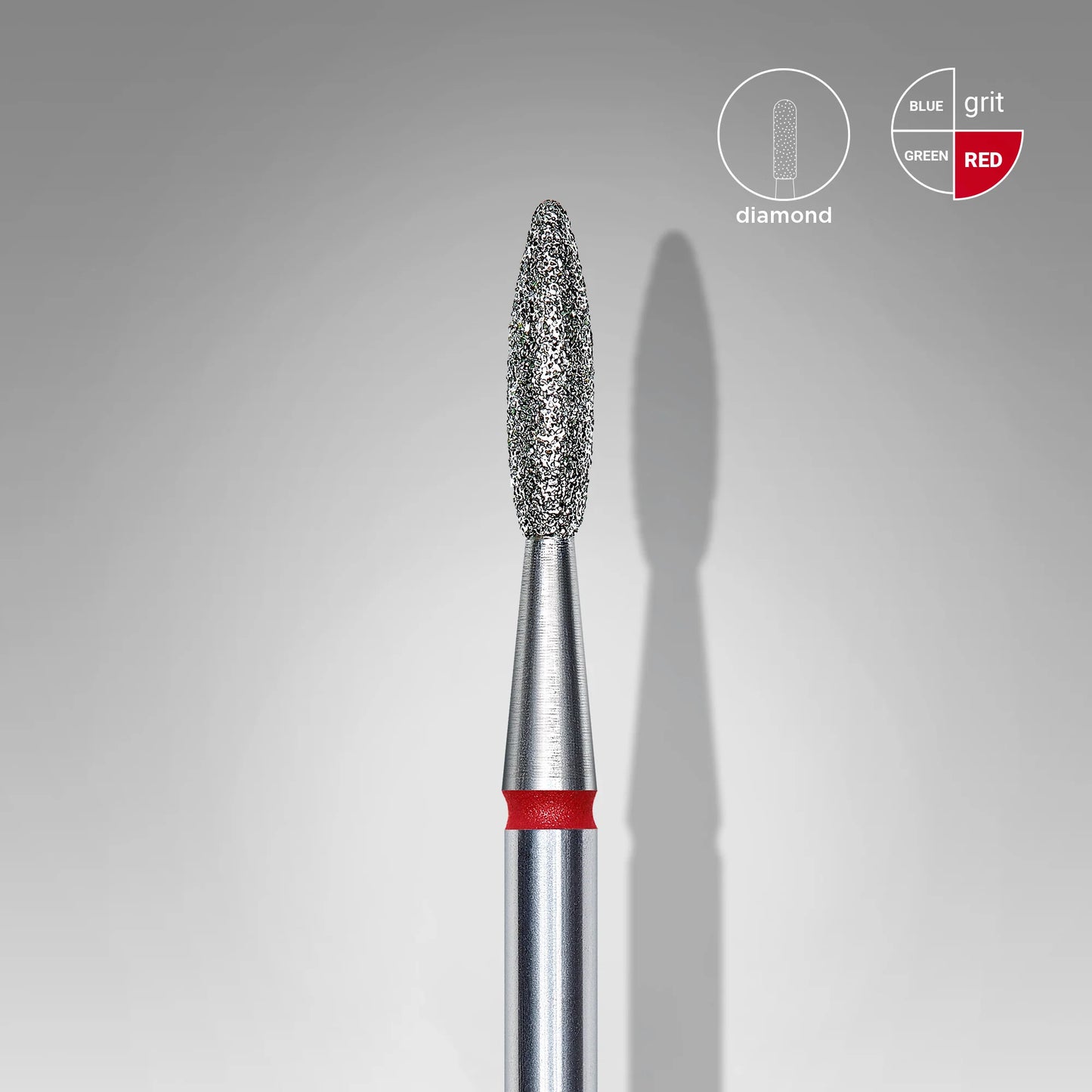 STALEKS Diamond Nail Drill Bit, "Flame", Red, Head Diameter 2.1 Mm, Working Part 8 Mm