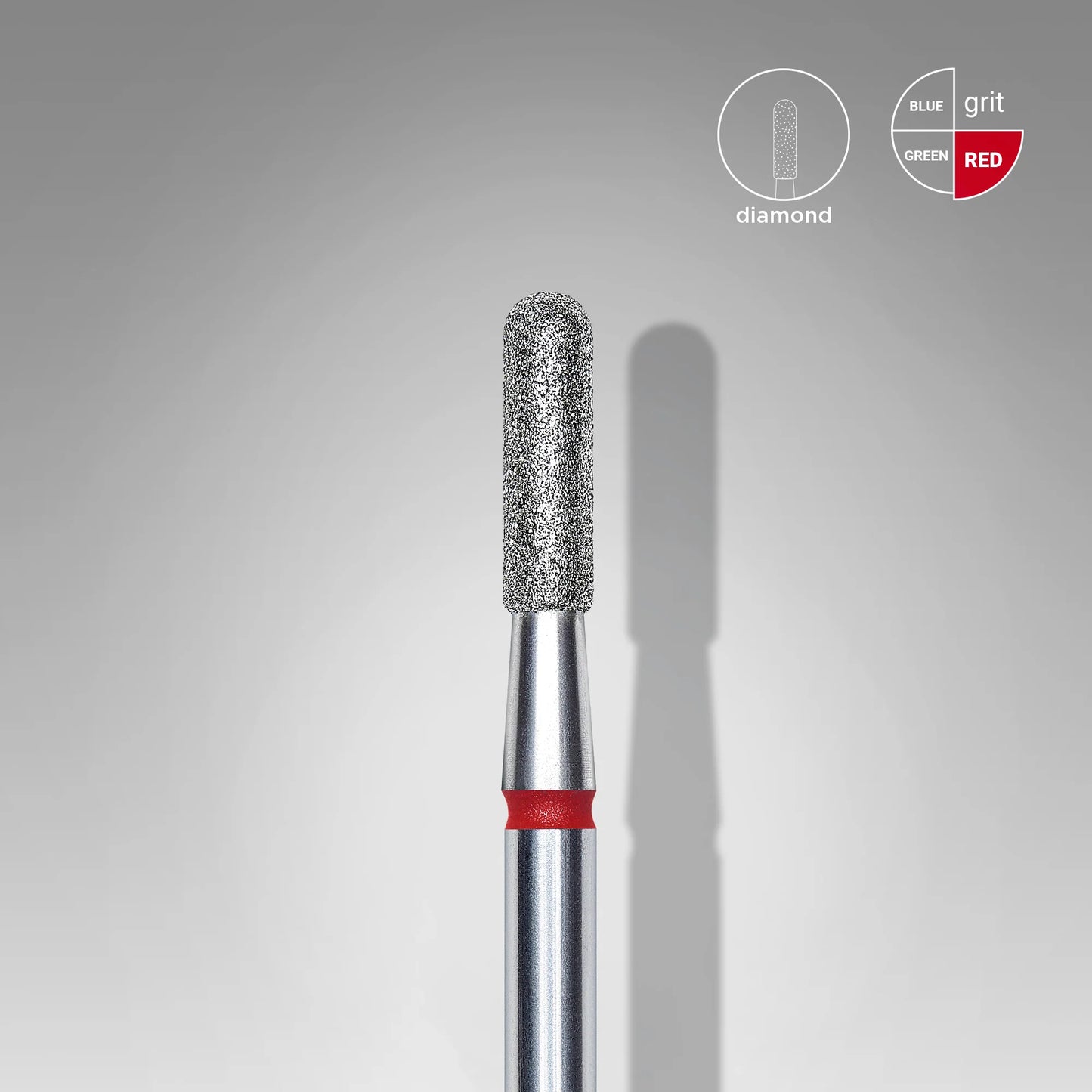 STALEKS Diamond Nail Drill Bit, Rounded "Cylinder", Red, Head Diameter 2.3 Mm, Working Part 8 Mm