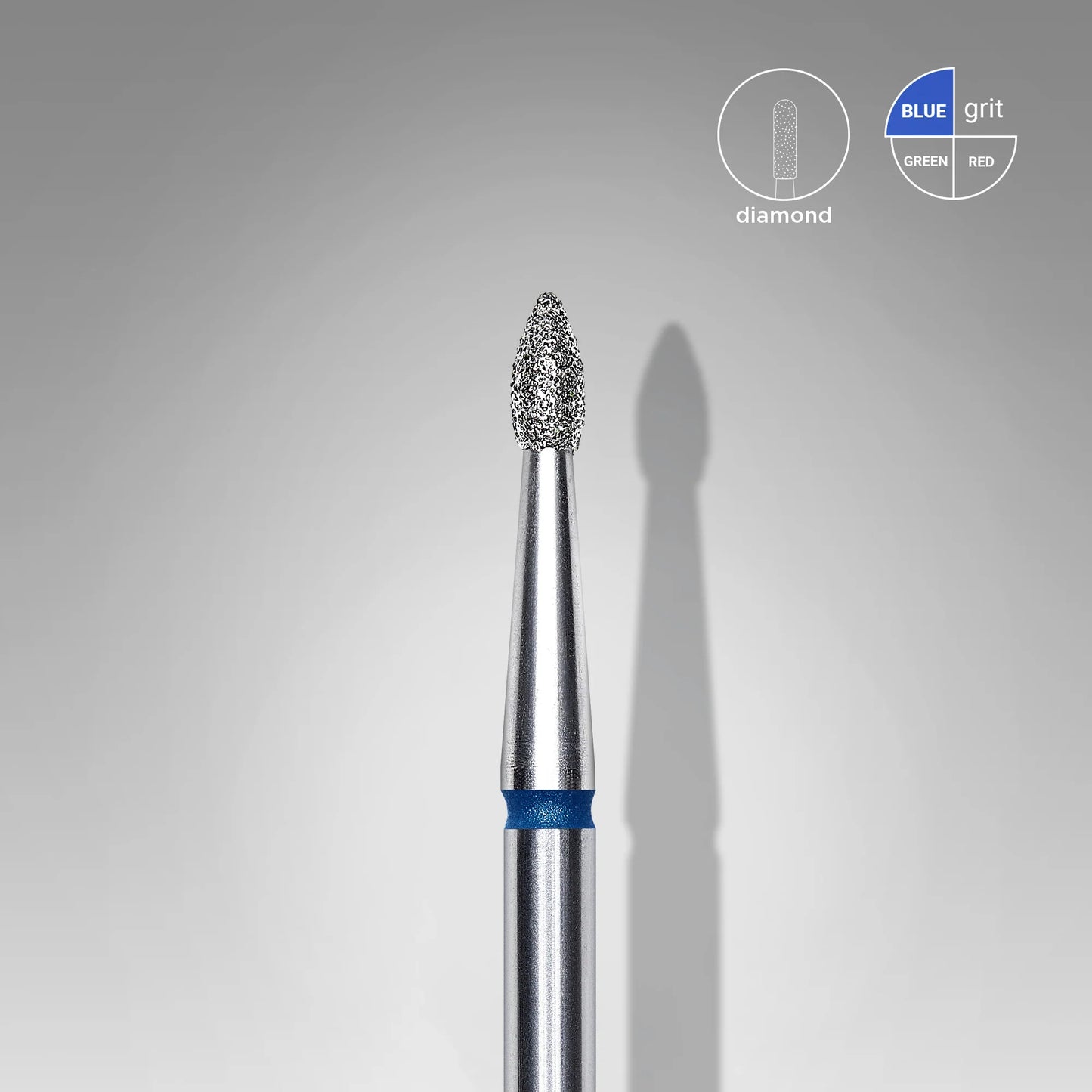 STALEKS Diamond Nail Drill Bit, Pointed "Bud" , Blue, Head Diameter 1.8 Mm, Working Part 4 Mm