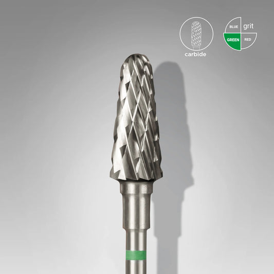 STALEKS Carbide Nail Drill Bit, "Frustum", Green, Head Diameter 6 Mm / Working Part 14 Mm
