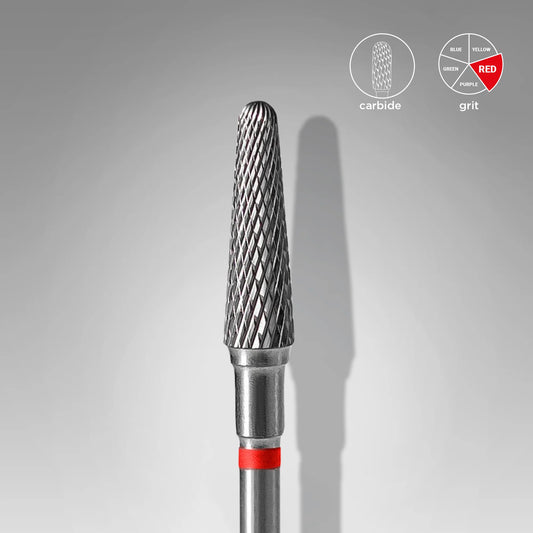 STALEKS Carbide Nail Drill Bit, "Frustum", Red, Head Diameter 4 Mm / Working Part 13 Mm