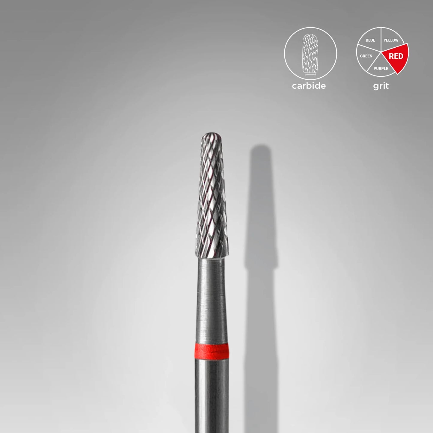 STALEKS Carbide Nail Drill Bit, "Cone" Red, Diameter 2.3 Mm / Working Part 8 Mm