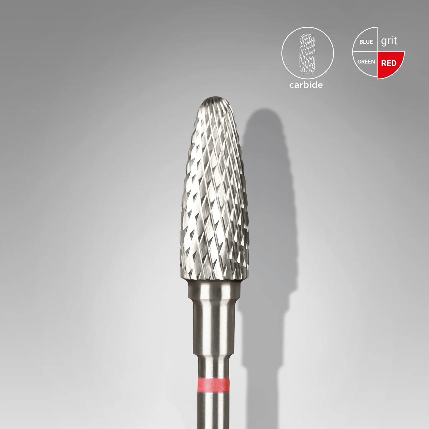 STALEKS Carbide Nail Drill Bit, "Corn", Red, Head Diameter 5 Mm / Working Part 13 Mm