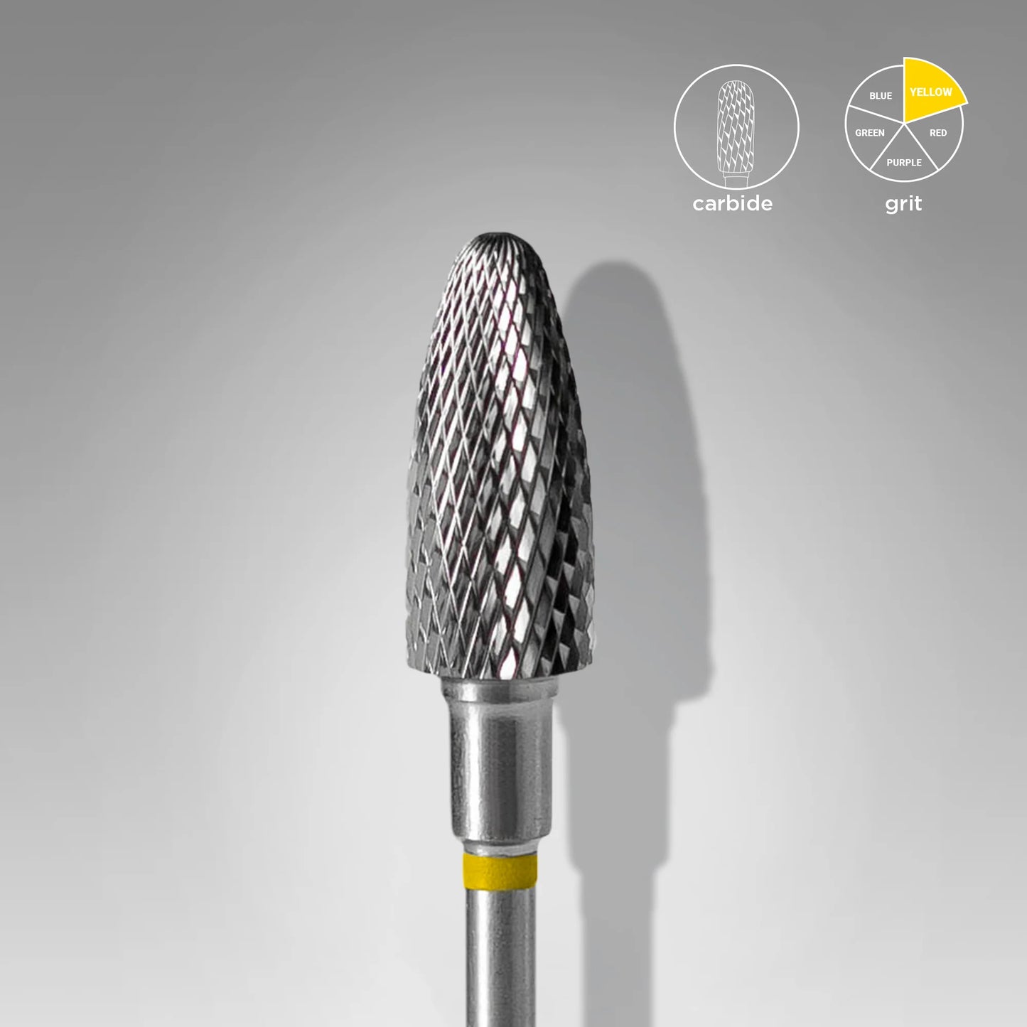 STALEKS Carbide Nail Drill Bit, "Corn", Yellow, Head Diameter 6 Mm / Working Part 14 Mm