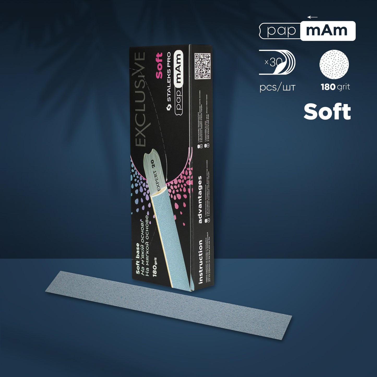 Disposable files papmAm for straight nail file (soft base) Staleks Pro Exclusive 20 /100,150,180,240/ 25pcs