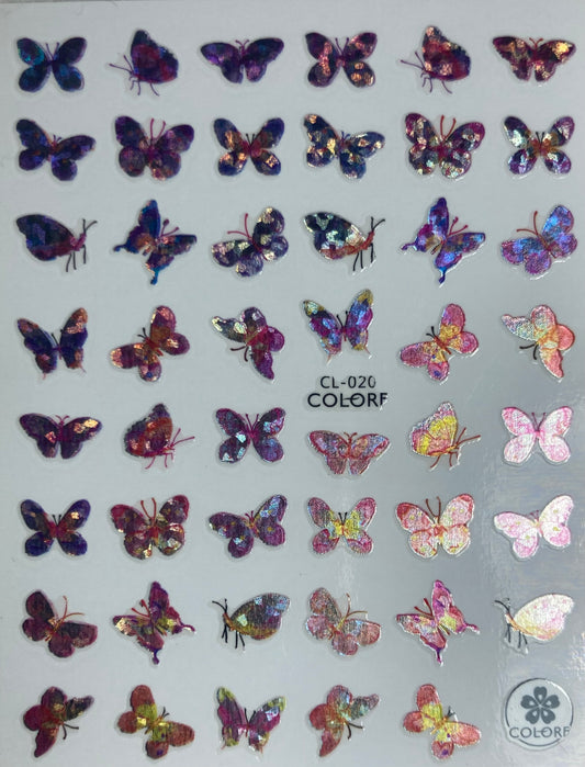 Holographic Butterfly's Nail Art stickers CL020