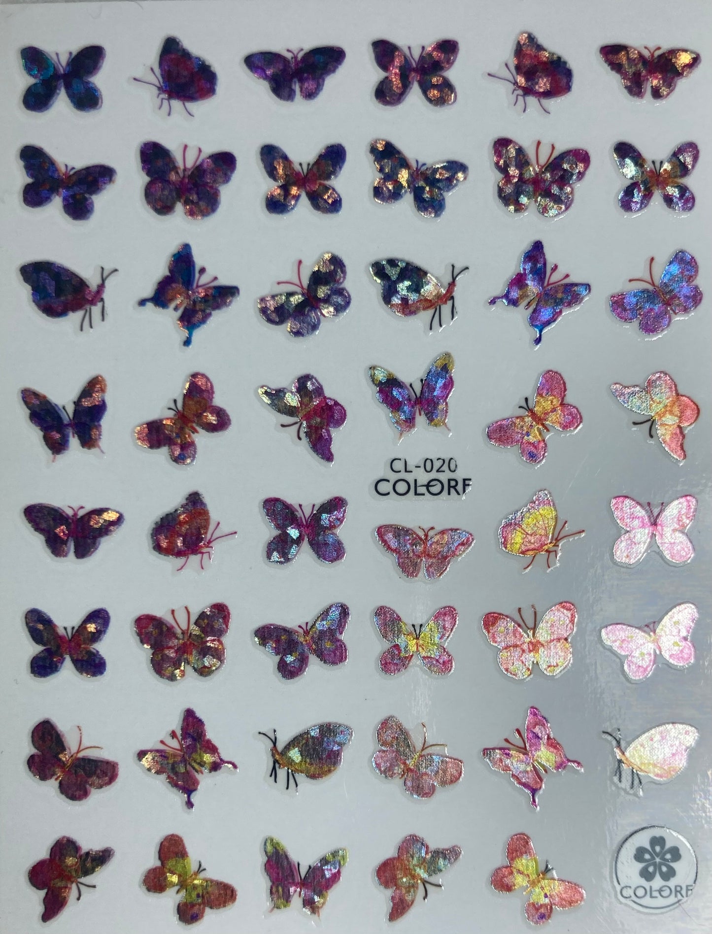 Holographic Butterfly's Nail Art stickers CL020