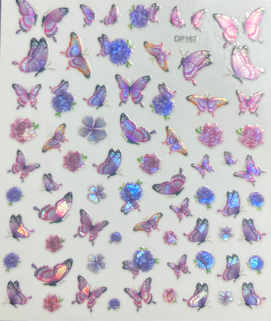 Holographic Butterfly's Nail Art stickers DP 176