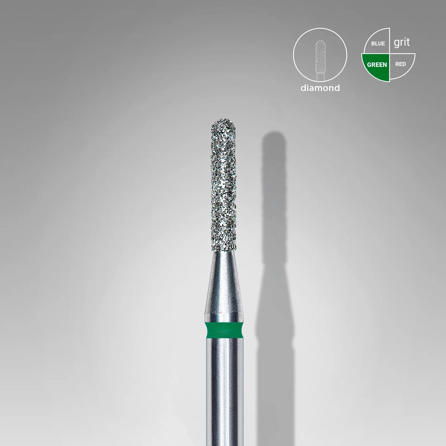 STALEKS Diamond Nail Drill Bit, Rounded "Cylinder", Green, Head Diameter 1.4 Mm, Working Part 8 Mm