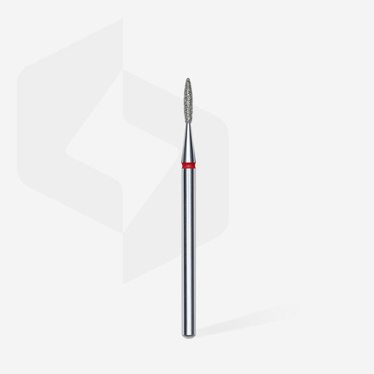 STALEKS Diamond nail drill bit, “flame” , red, head diameter 1.6 mm/ working part 8 mm