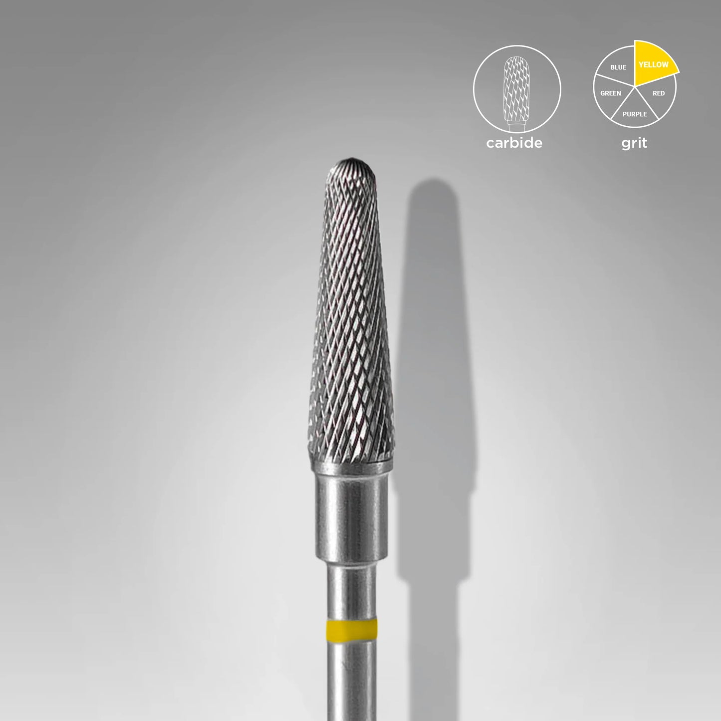 STALEKS Carbide Nail Drill Bit, "Frustum", Yellow, Head Diameter 4 Mm / Working Part 13 Mm