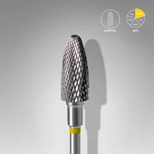 STALEKS Carbide Nail Drill Bit, "Corn", Yellow, Head Diameter 6 Mm / Working Part 14 Mm
