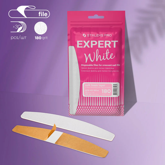 STALEKS EXPERT 40 Adhesive nail files for crescent base on a soft foam layer, 180grit (30 pcs)