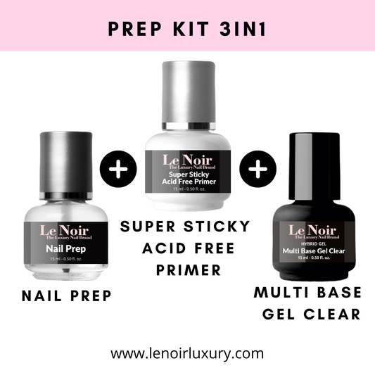 Nail Prep + Super Sticky Acid free Primer + Multi Base Gel Clear  BUNDLE