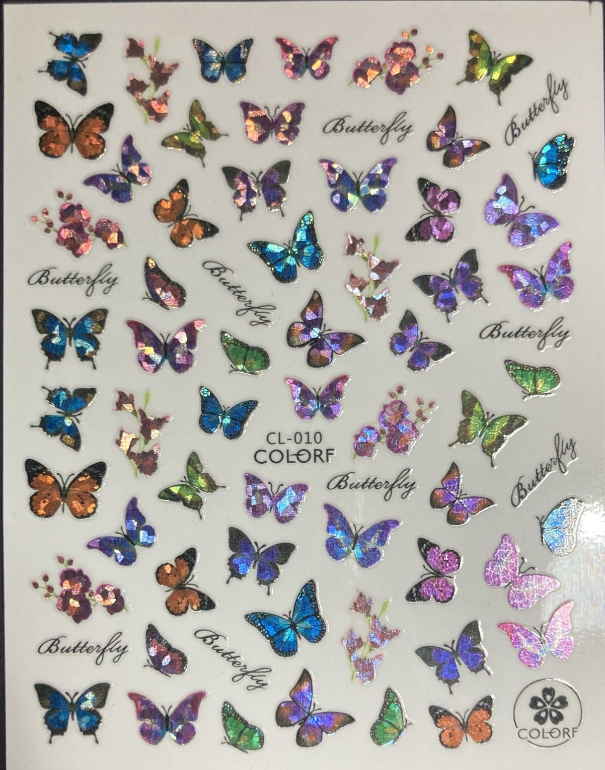 Holographic Butterfly's Nail Art stickers CL010