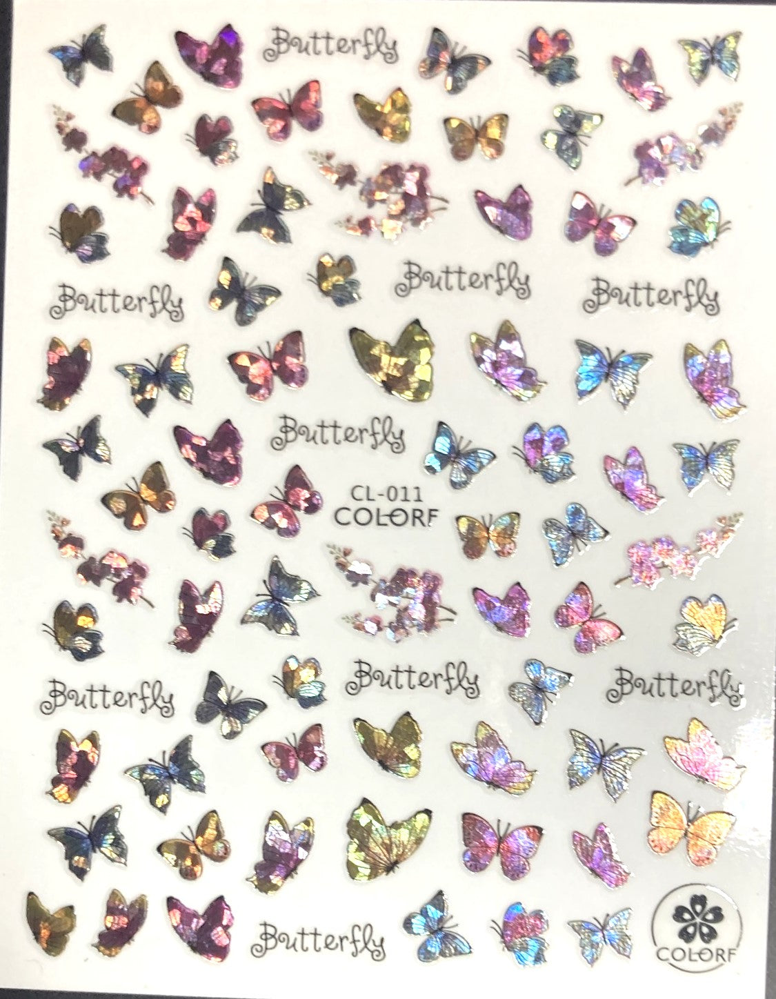 Holographic Butterfly's Nail Art stickers CL011