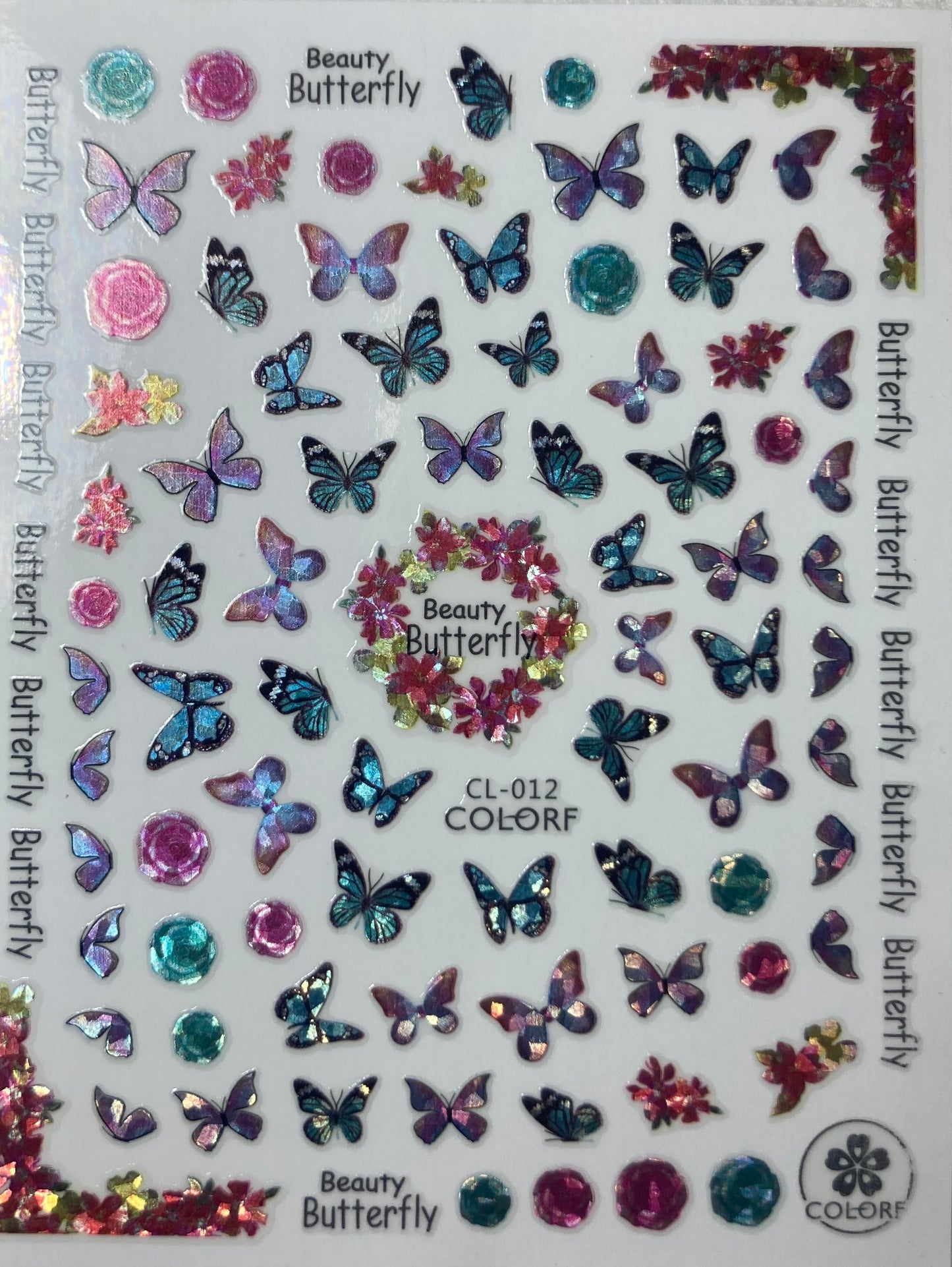 Holographic Butterfly's Nail Art stickers CL012
