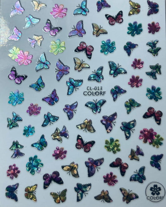 Holographic Butterfly's Nail Art stickers CL013