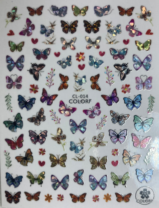 Holographic Butterfly's Nail Art stickers CL014