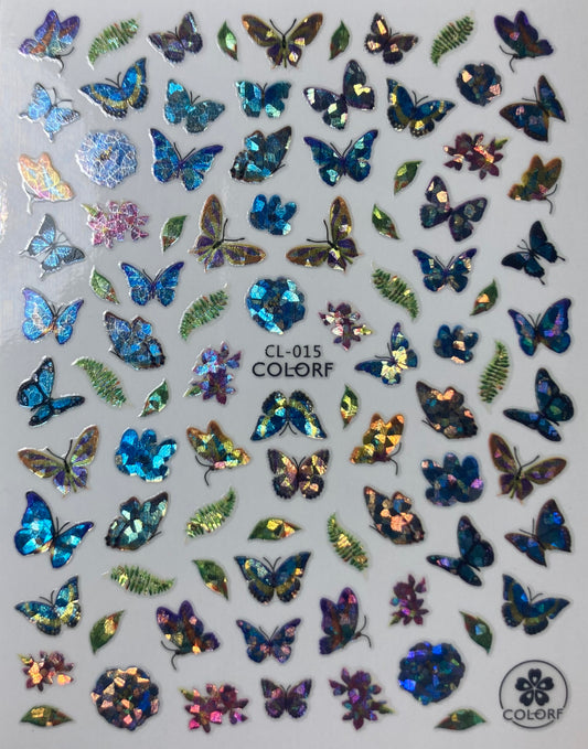Holographic Butterfly's Nail Art stickers CL015