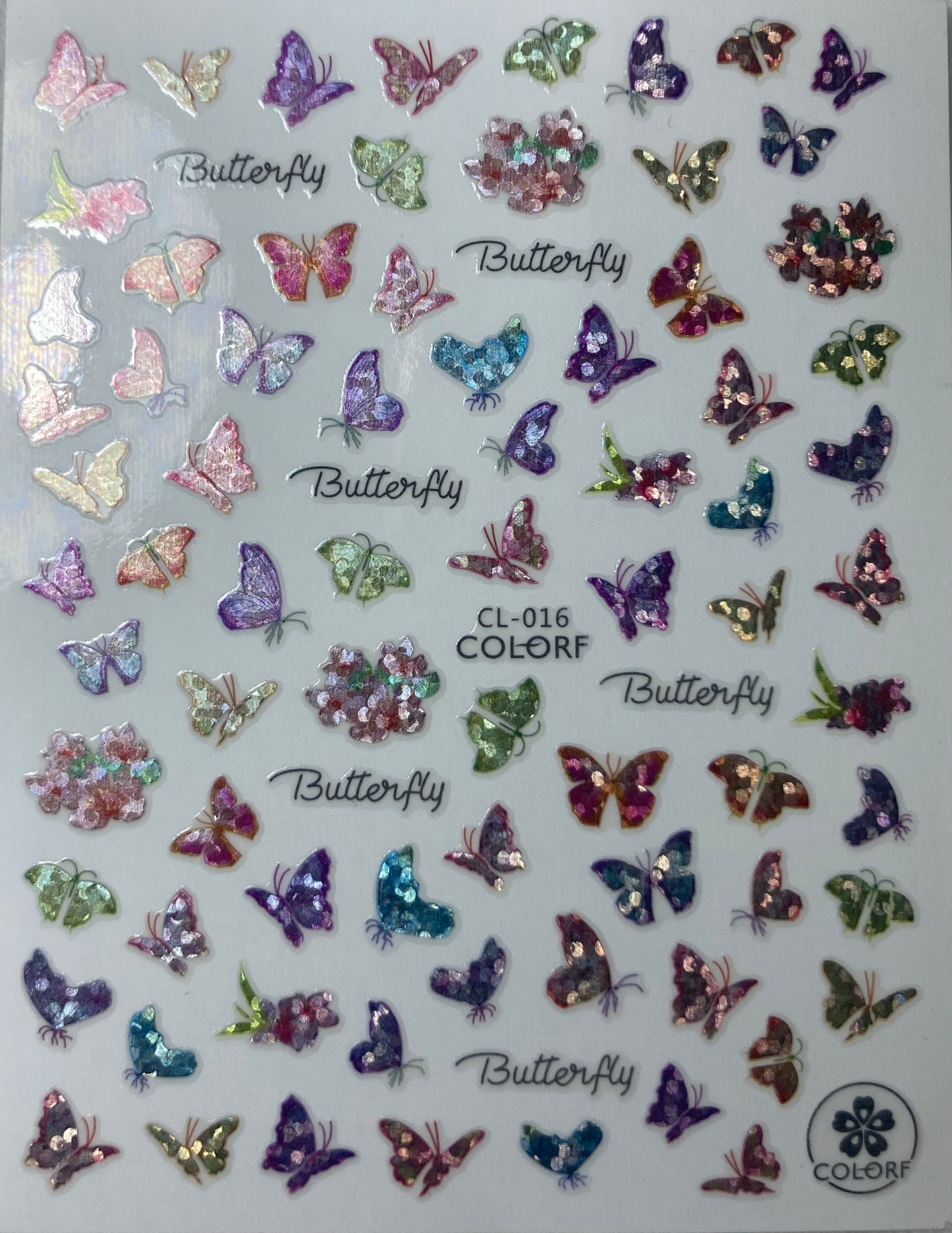 Holographic Butterfly's Nail Art stickers CL016