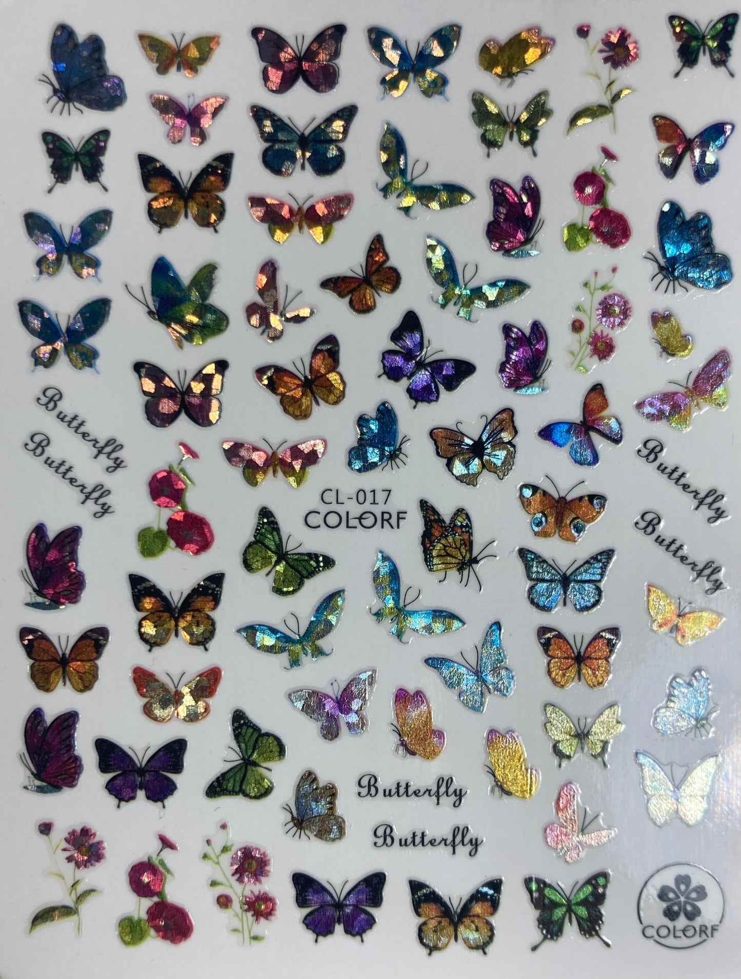 Holographic Butterfly's Nail Art stickers CL017