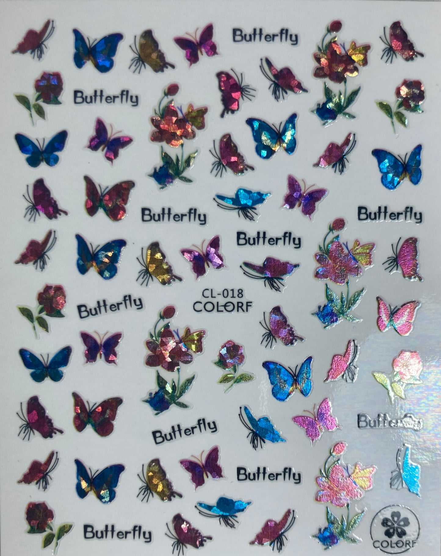 Holographic Butterfly's Nail Art stickers CL018