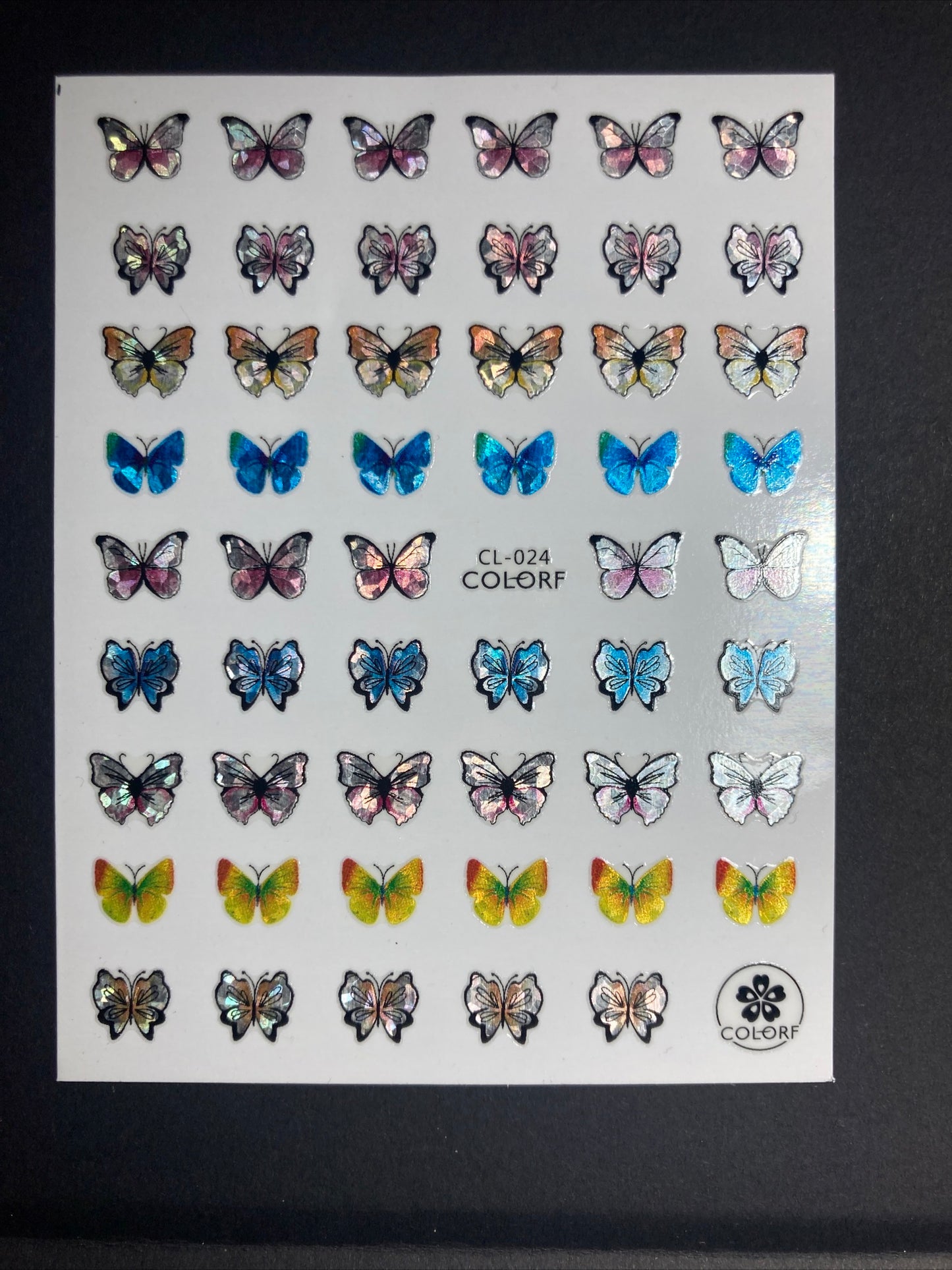 Holographic Butterfly's Nail Art stickers CL024