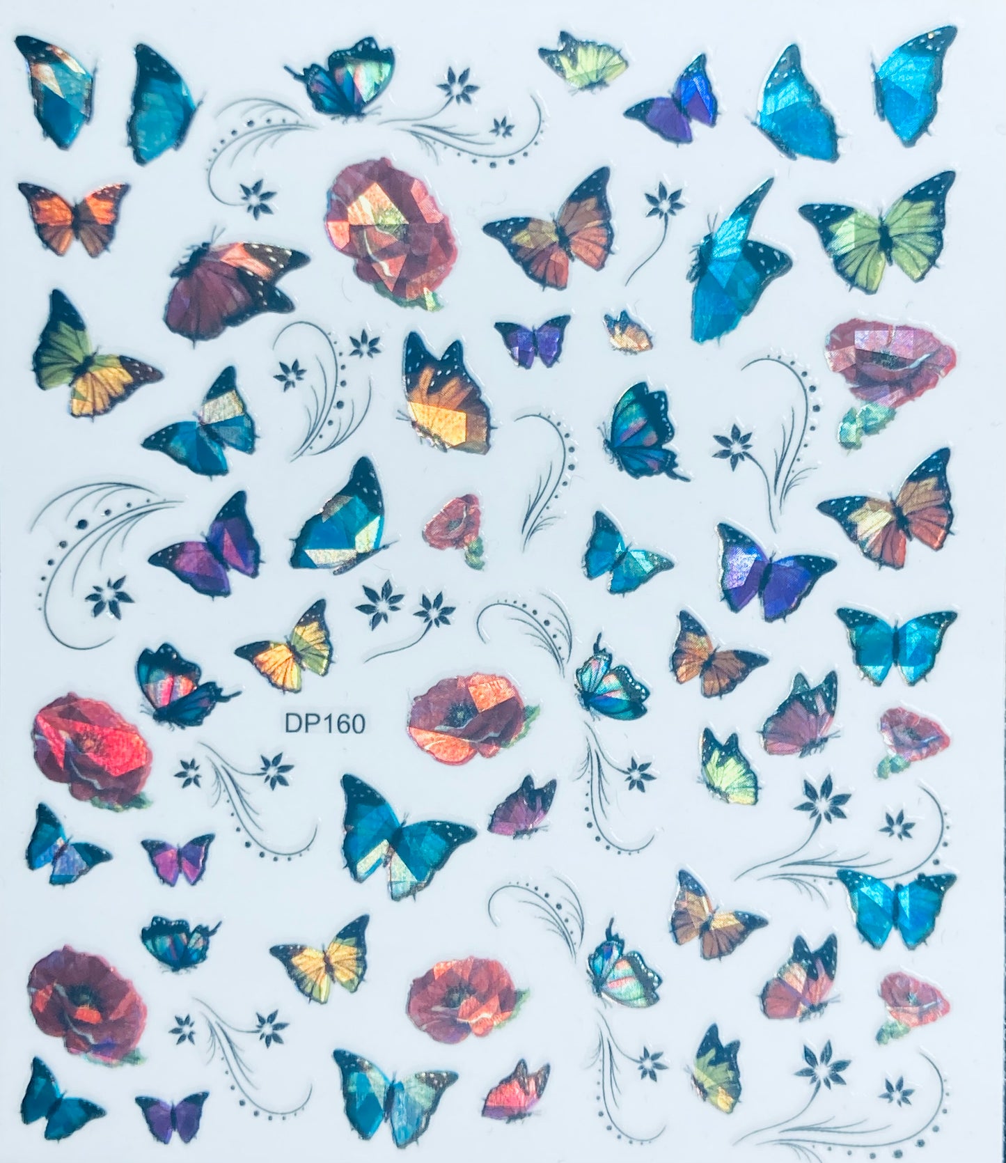 Holographic Butterfly's Nail Art stickers DP 160