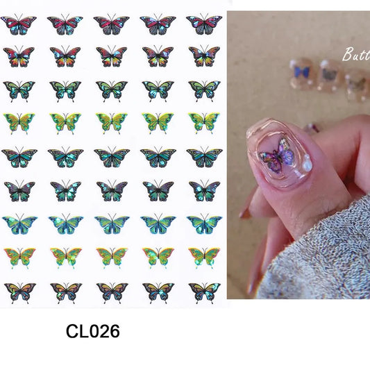 Holographic Butterfly's Nail Art stickers CL026